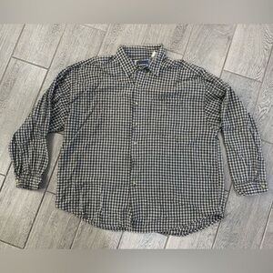 Overdrive grey plaid flannel button up shirt